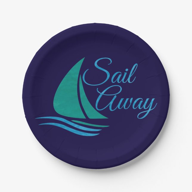 Nautical Sail Away Paper Plate (Front)