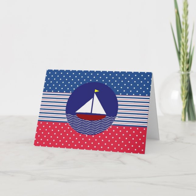Nautical Sail Boat Note Card (Front)