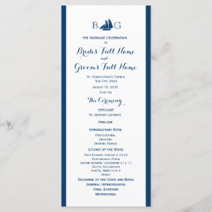 Nautical Sail Boat Wedding Program