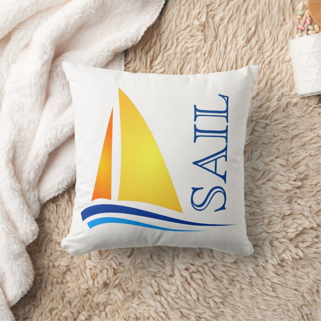 Nautical Sail Modern Throw Pillow (Blanket)
