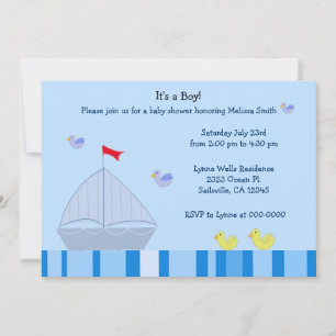 Nautical Sailboat Baby Boy Shower Invitation