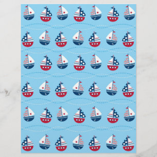 Nautical Sailboat Baby Scrapbook Paper