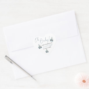 Nautical Sailboat Baby Shower Heart Sticker