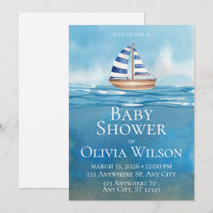 Nautical Sailboat Baby Shower Invitation