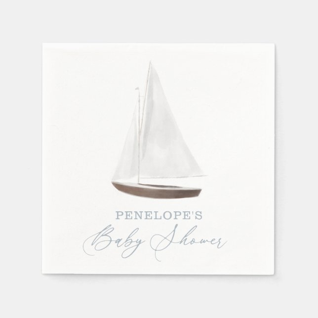 Nautical Sailboat Baby Shower Napkin (Front)