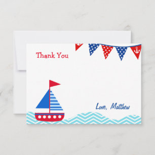 Nautical Sailboat Birthday Thank You Note Cards