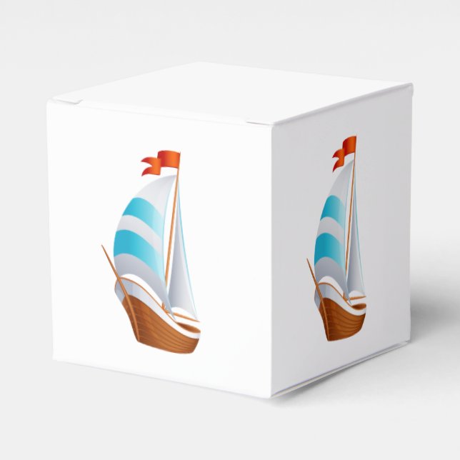 Nautical Sailboat  Blue Turquoise Gift / Favour Bo Favor Box (Front Side)