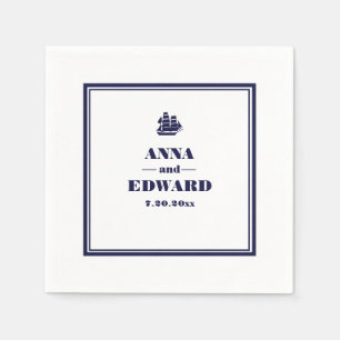 Nautical Sailboat Bride and Groom Paper Napkin