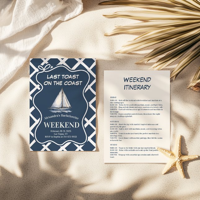 Nautical Sailboat Celebration Navy Bachelorette Invitation (Creator Uploaded)