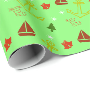 Nautical Sailboat Christmas Holiday Wrapping Paper