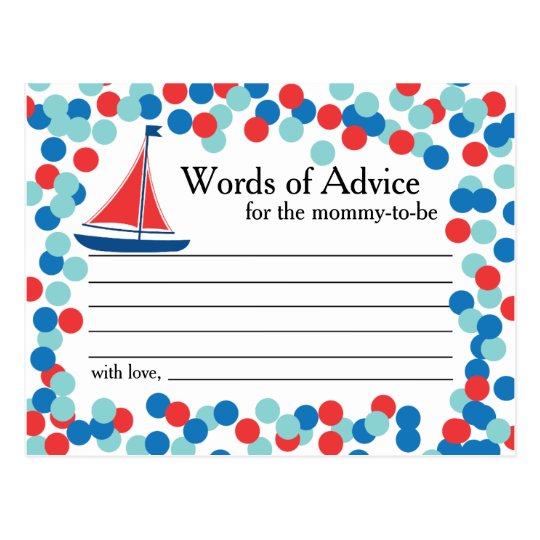 Nautical Sailboat Confetti Words of Advice Card