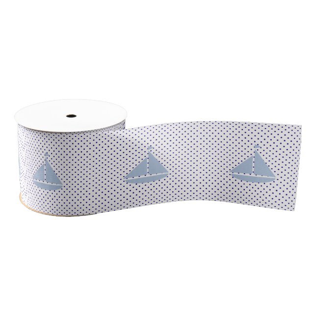 Nautical Sailboat & Dots Grosgrain Ribbon (Spool)