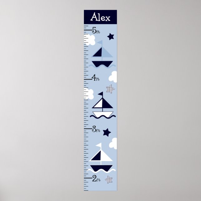 Nautical Sailboat Growth Chart Keep at 8x44! (Front)