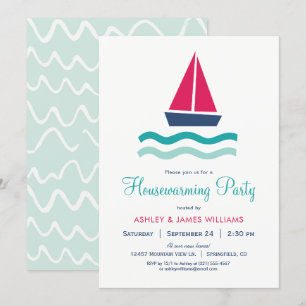 Nautical Sailboat Houseéching Party Invitation