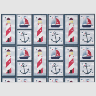 Nautical Sailboat Lighthouse Anchor Decoupage Tissue Paper