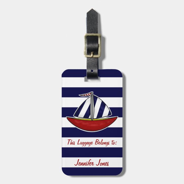 Nautical Sailboat Luggage Tag (Front Vertical)