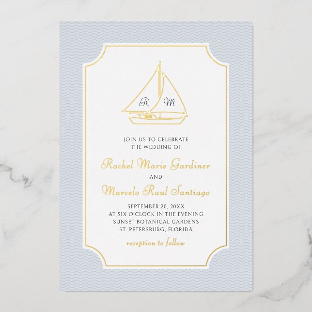 Nautical Sailboat Minimalist Preppy Wedding (Front)