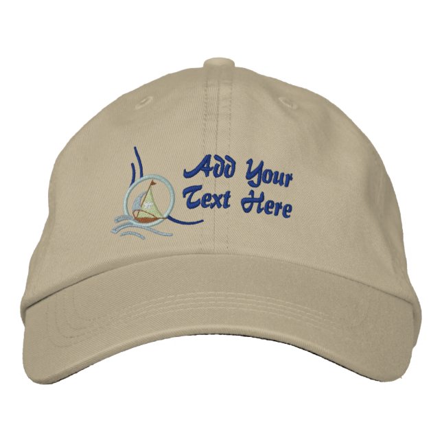 Nautical Sailboat Personalized Embroidery Embroidered Hat (Front)
