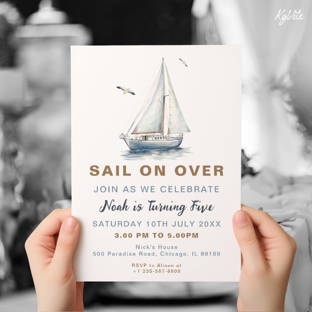 Nautical Sailboat Sail on Over Birthday Invite (Creator Uploaded)