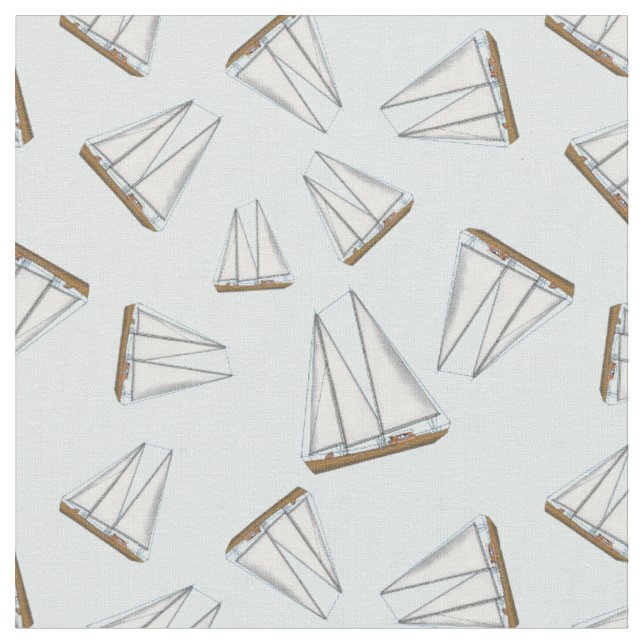 Nautical Sailboat Sailing Adventure Light Blue Fabric (Close Up)