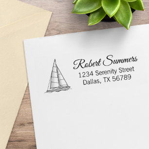 Nautical Sailboat Sailing Boat Yacht Address 4 Rubber Stamp