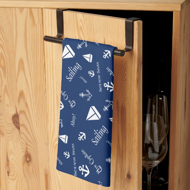 Nautical Sailboat Sailing Cotton   Kitchen Towel (Thirds Fold)