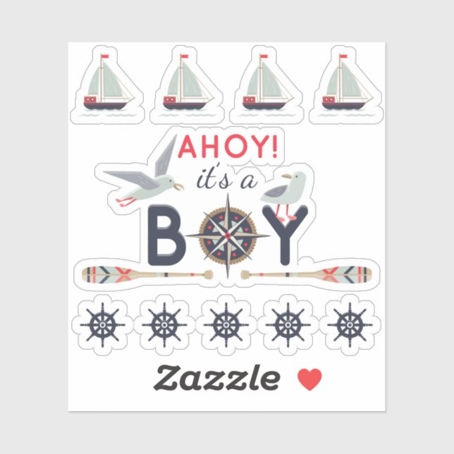 Nautical Sailboat Ship Ahoy Baby Boy Scrapbook (Sheet)