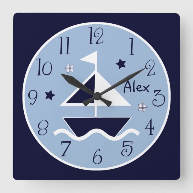 Nautical Sailboat & Stars Cute Kid's Baby Horloge (Recto)
