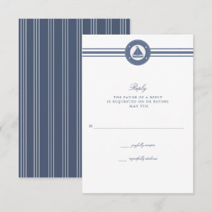 Nautical Sailboat Stripe Blue Wedding RSVP Card