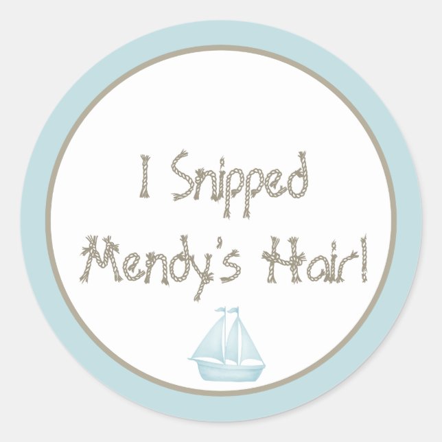 Nautical sailboat upsherin  classic round sticker (Front)
