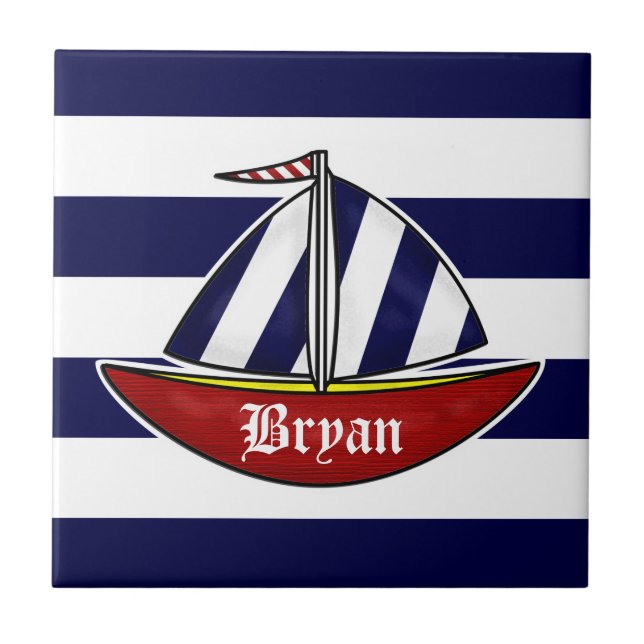 Nautical Sailboat Wall Tile (Front)