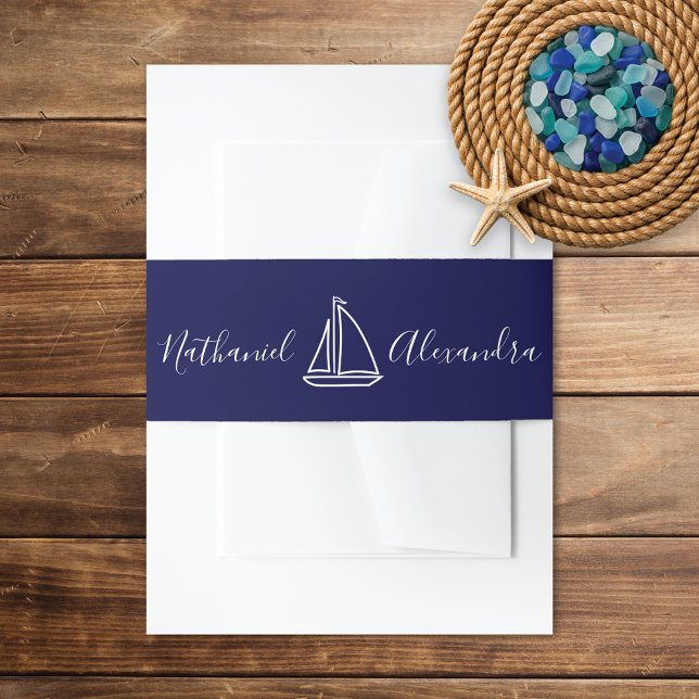 Nautical Sailboat Wedding Invitation Belly Band (Creator Uploaded)
