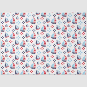 Nautical Sailboats and Ring Buoys Pattern Tissue Paper