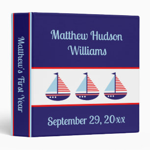 Nautical Sailboats Personalized Memory Album Binder