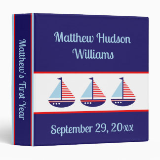 Nautical Sailboats Personalized Memory Album Binder
