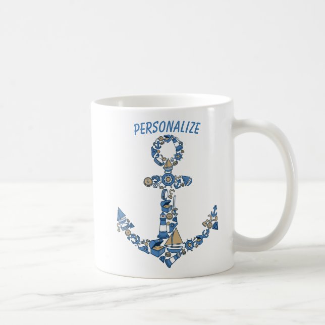 Nautical Sailing Boat Anchor Unusual Lighthouse Coffee Mug (Right)