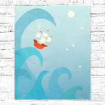 Nautical Sailing Boat Art Poster<br><div class="desc">A sailing ship sits on top of an ocean wave below a sky of stars. Perfect for sailors, travellers and adventurers everywhere.</div>