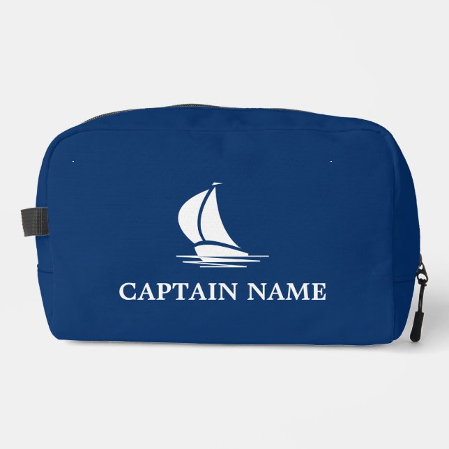 Nautical sailing boat navy blue toiletry bag kit (Front)