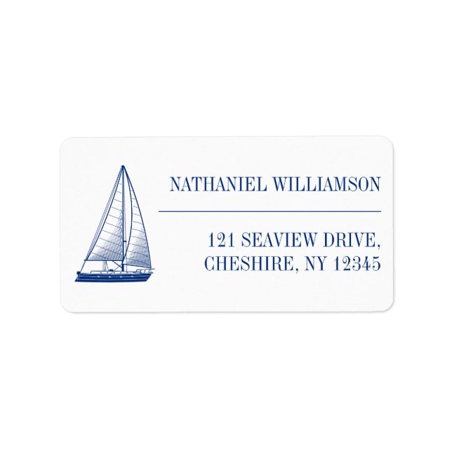 Nautical Sailing Boat Navy Return Address Label (Front)