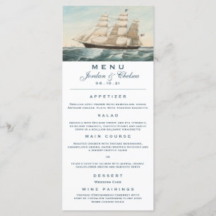 Nautical Sailing Clipper Ship   Wedding Menu