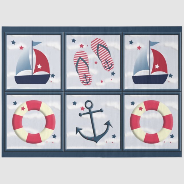 Nautical Sailing Design Decoupage Tissue Paper (Front)