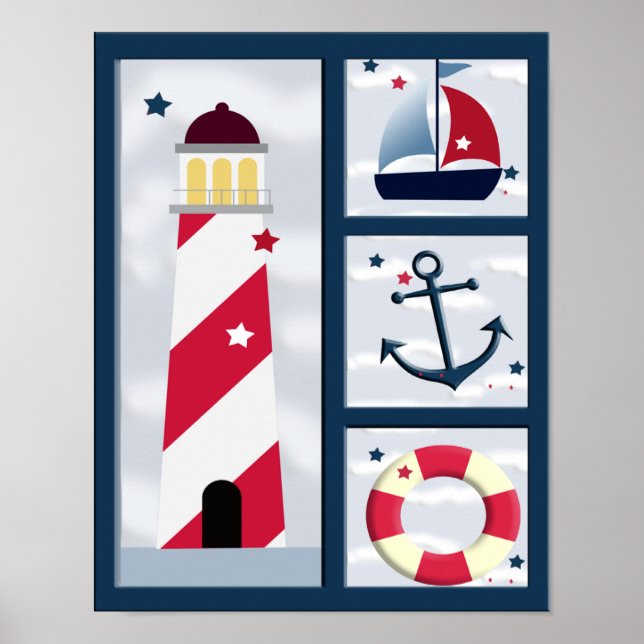 Nautical Sailing Design Poster (Front)