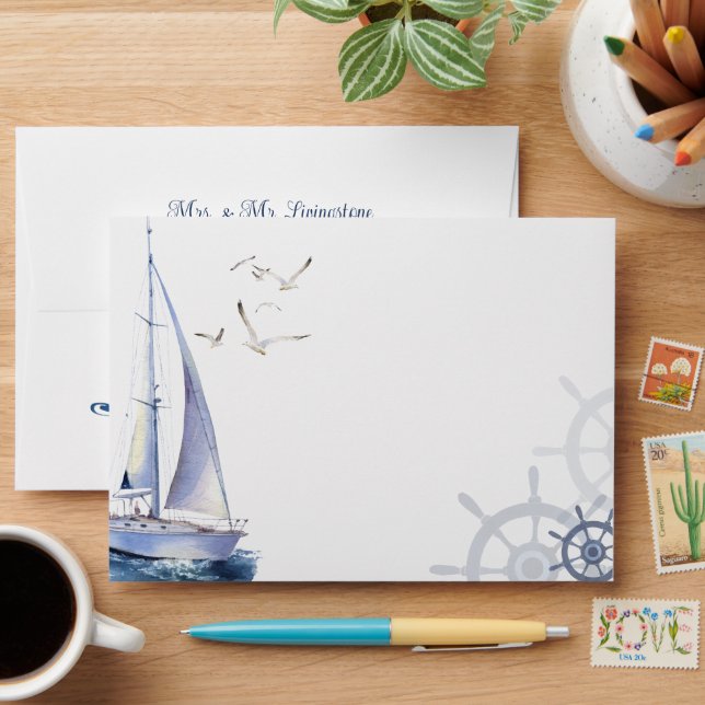 Nautical Sailing Yacht  Envelope (Desk)