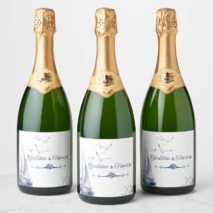 Nautical Sailing Yacht Wedding Sparkling Wine Label