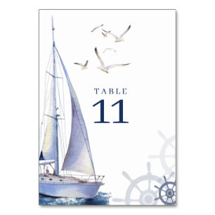 Nautical Sailing Yacht Wedding Table Number