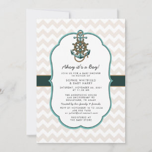 Nautical Sailor Ahoy it's a Boy Baby Shower Invitation