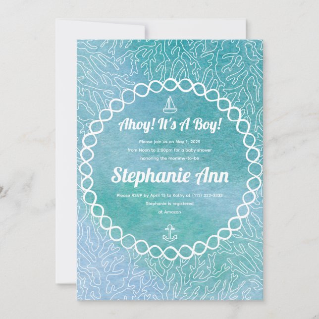 Nautical Sailor Baby Boy Baby Shower Invitations (Devant)