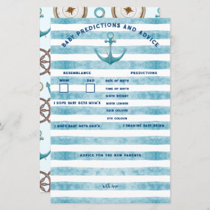 Nautical Sailor Baby Shower Predictions & Advice