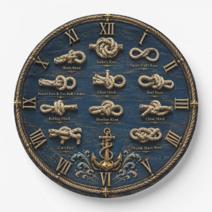 Nautical Sailor Knots Guide Maritime Coastal Beac Paper Plate