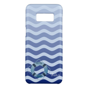 Nautical Sailor  Navy Blue Waves Stripe Case-Mate Samsung Galaxy S8 Case